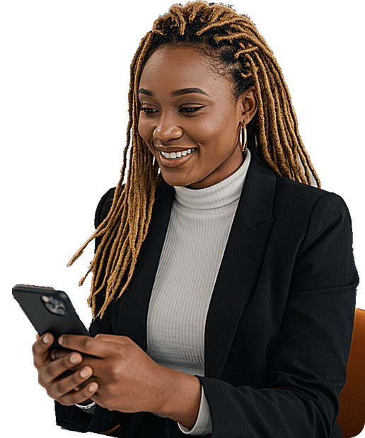 Femme utilisant l'application